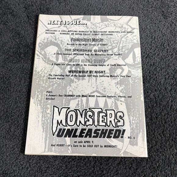 Monsters Unleashed! #5 April 1974 - Marvel Curtis Comics - Man-Thing - Vintage - Picture 9 of 9